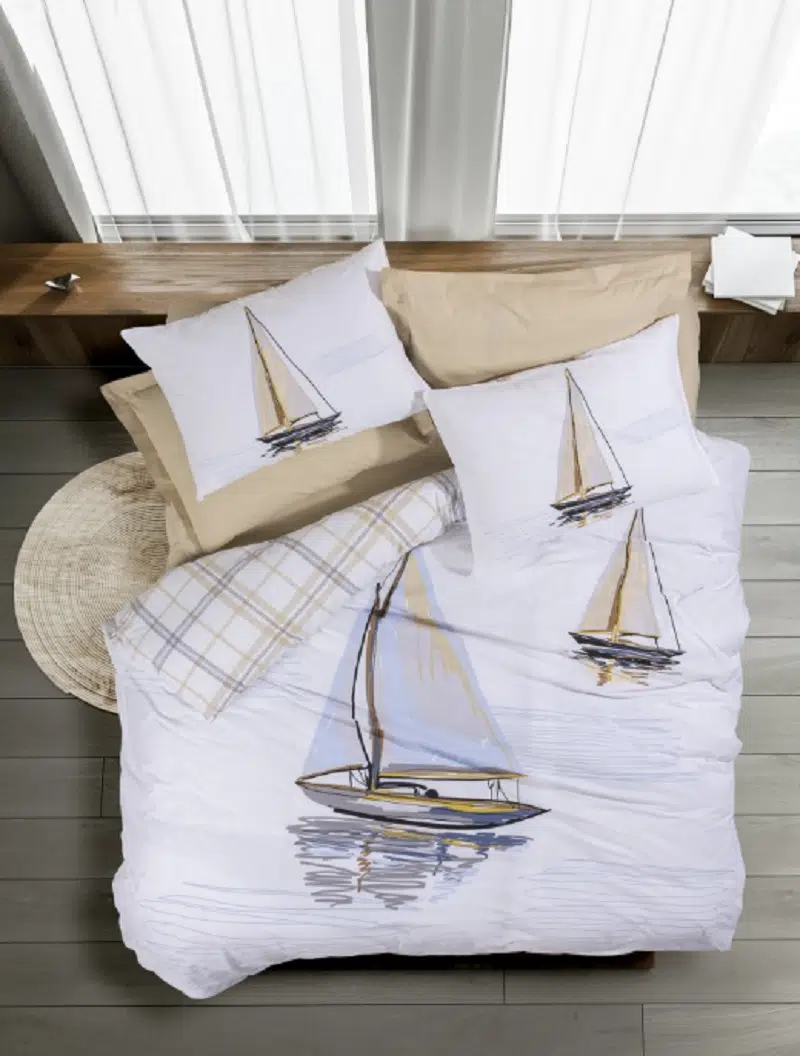 Cottonbox Maritime Wind Bej Çift Kişilik Nevresim Takımı