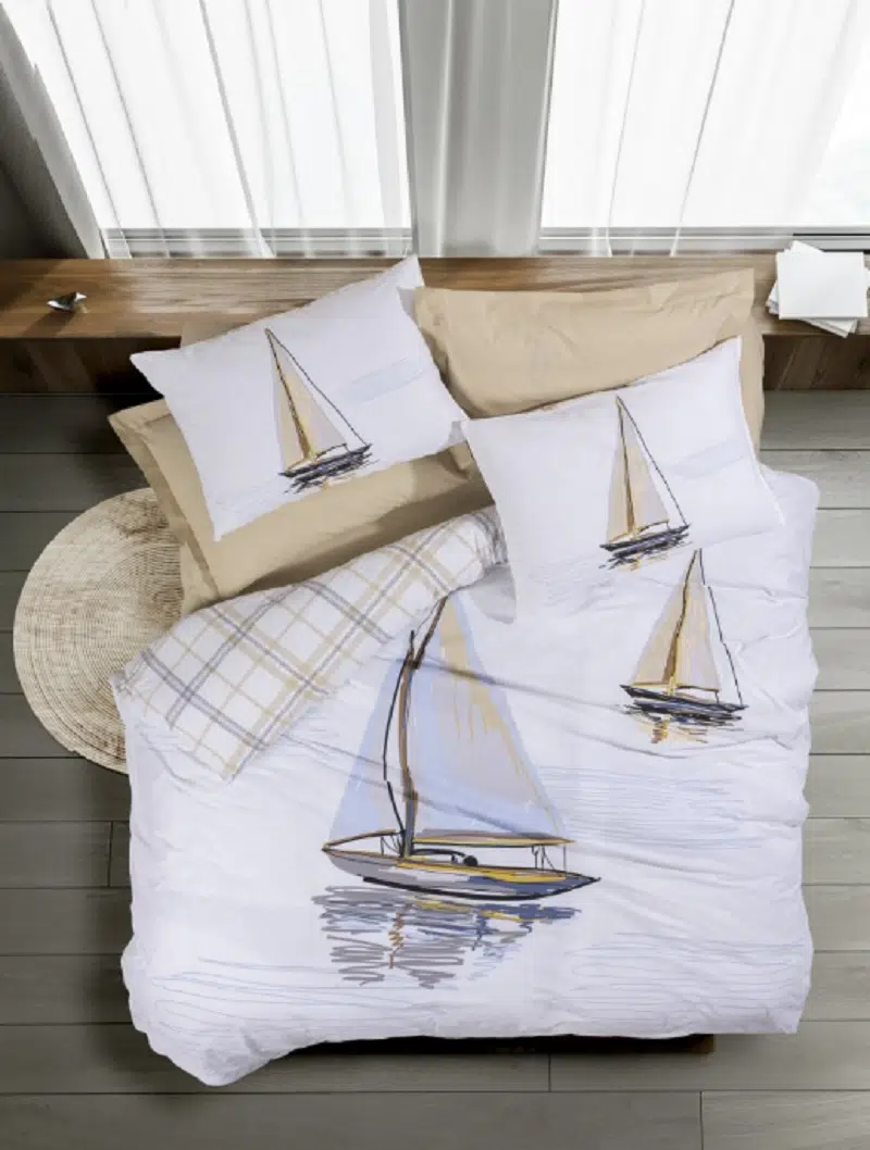 Cottonbox Maritime Wind-Bej Tek Kişilik Nevresim Takımı