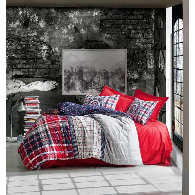 Cottonbox Masculine Marco Kırmızı Çift Kişilik Nevresim Takımı