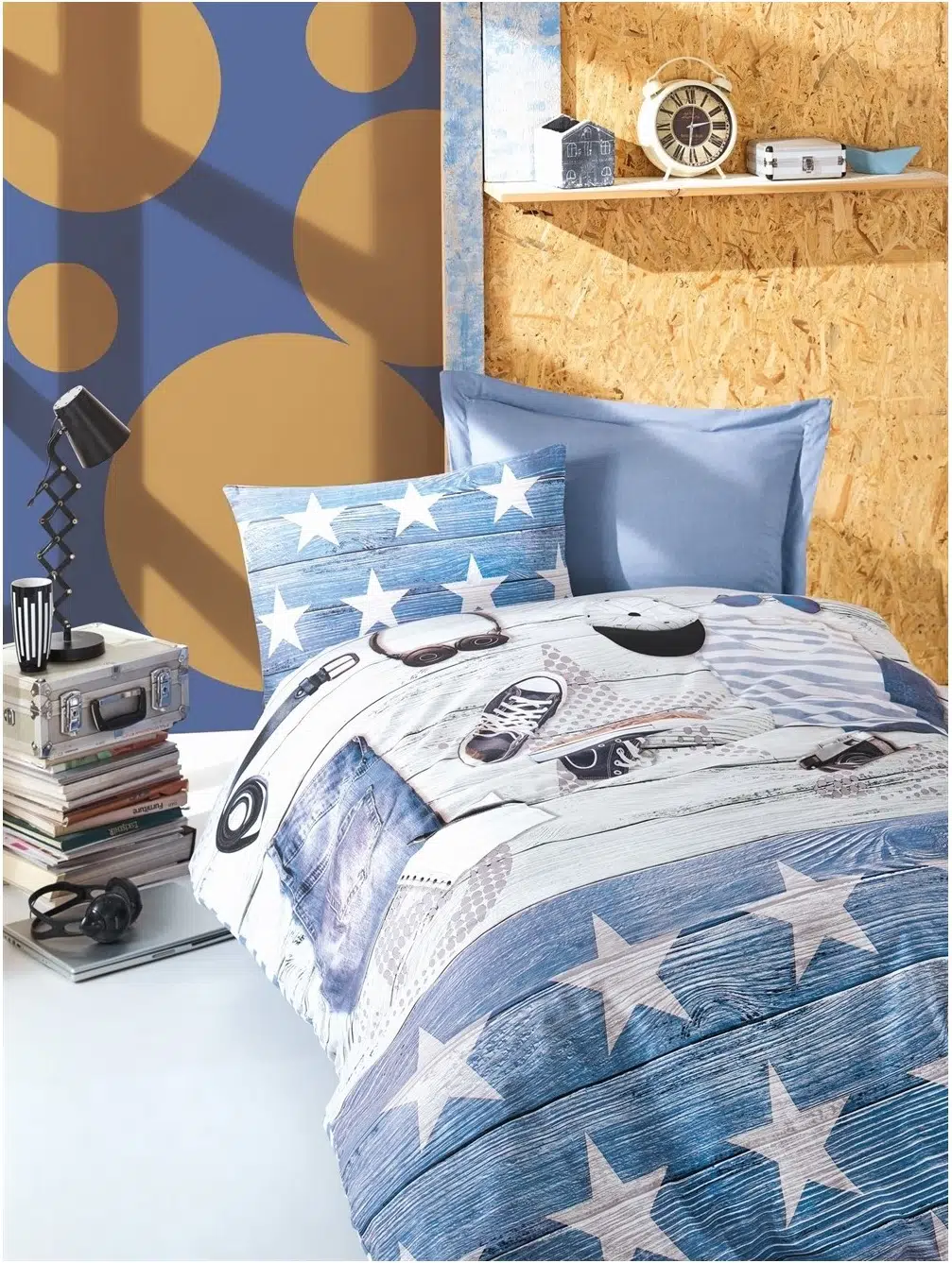 Cottonbox Modus Mavi Tek Kişilik Nevresim Takımı