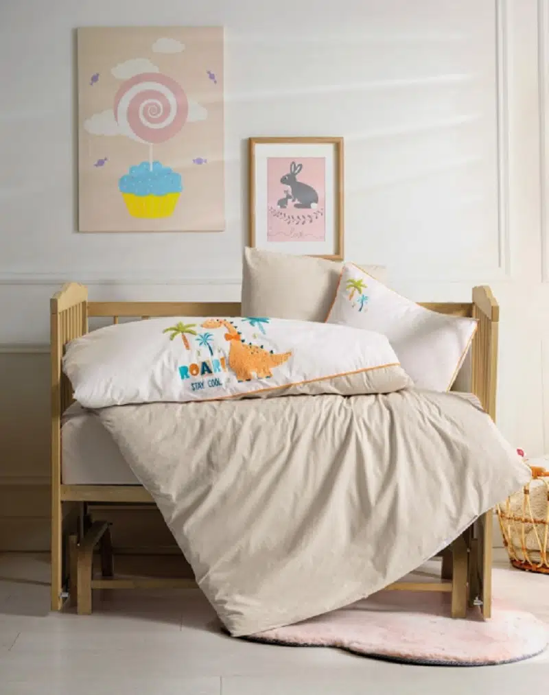 Cottonbox Nakışlı Bebek Nevresim Takımı Kiddo Krem 2012
