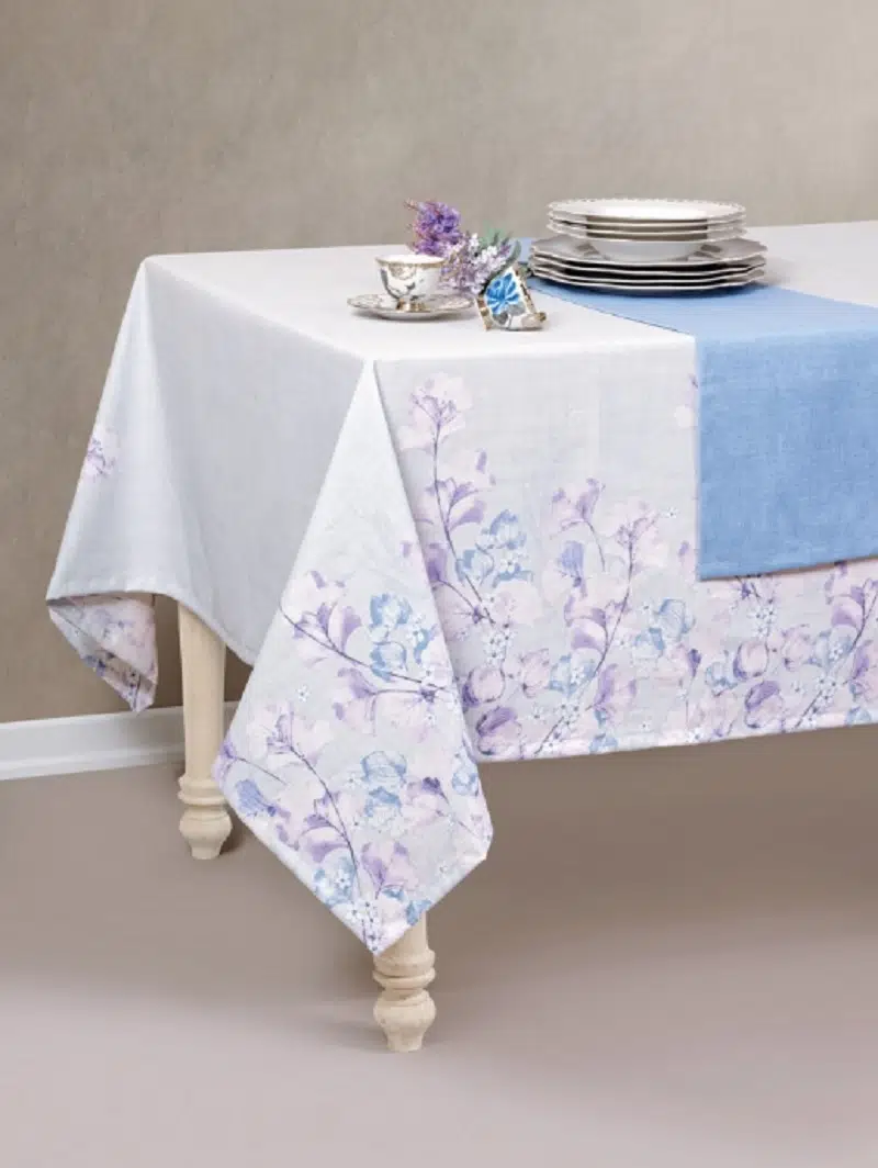 Cottonbox Neva Model Mavi-Gri Masa Örtüsü 160x180