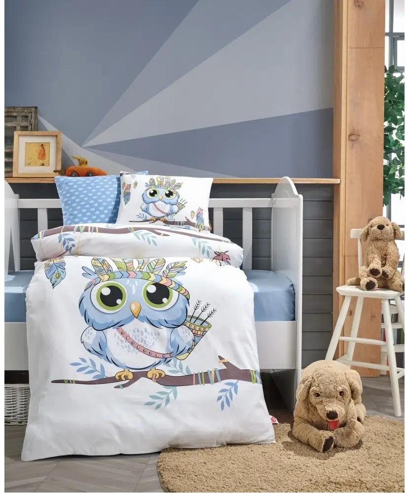 Cottonbox Owl Mavi Bebek Nevresim Takımı