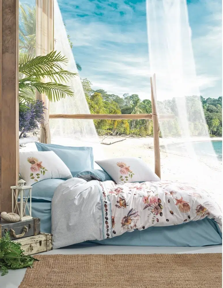 Cottonbox Pebbly Mavi Tek Kişilik Nevresim Takımı