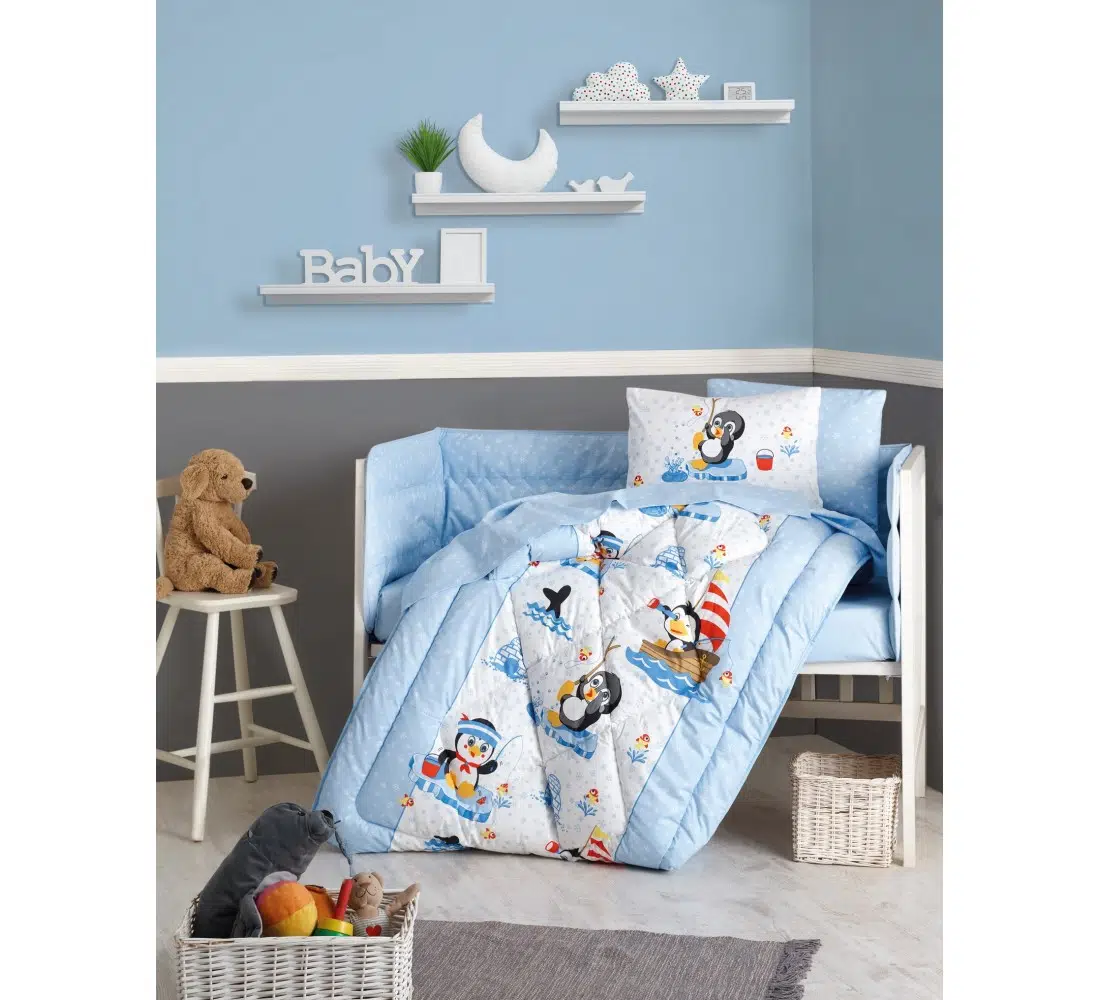 Cottonbox Penguen Mavi Bebek Uyku Seti 