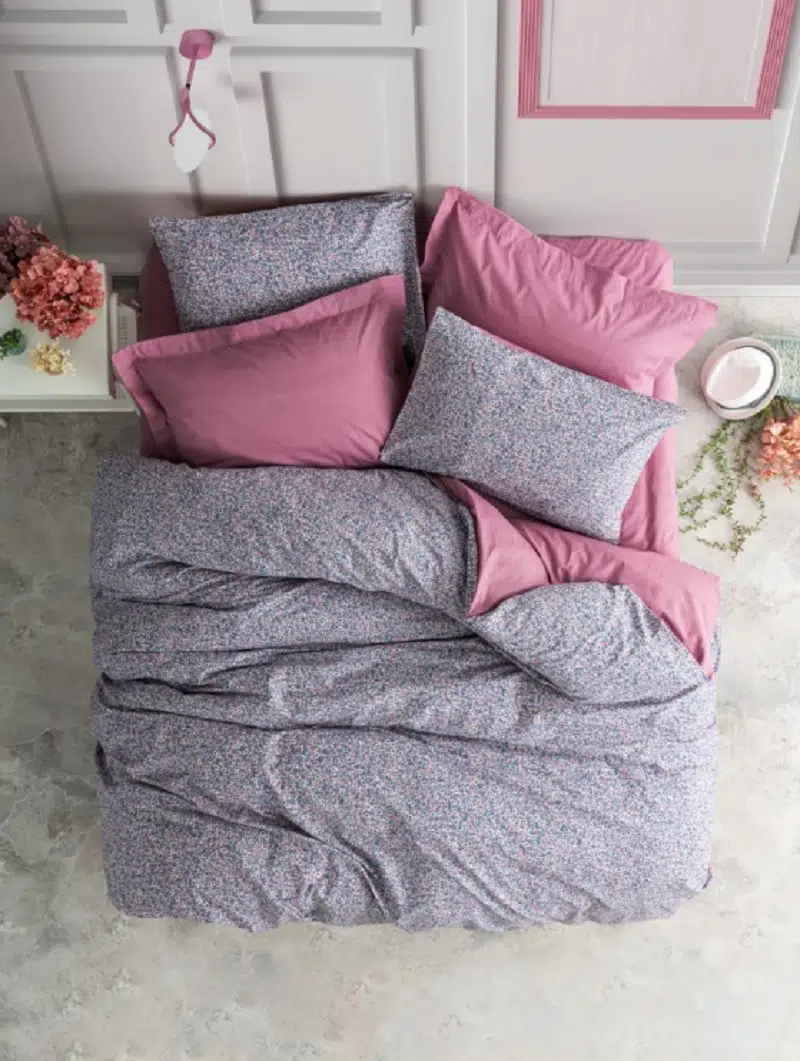 CottonBox Petite Çift Kişilik Lastikli Çarşaflı Nevresim Takımı Penny Gül Kurusu