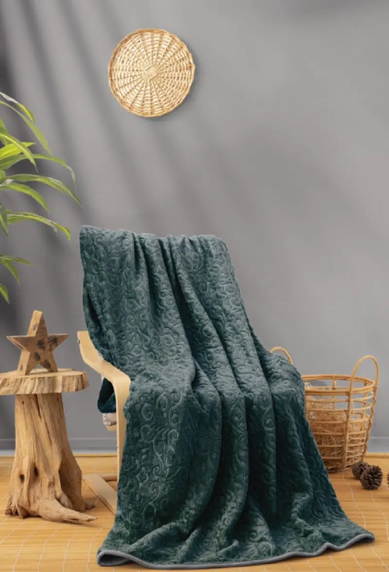 Cottonbox Petrol Çift Kişilik Embos Battaniye 3251