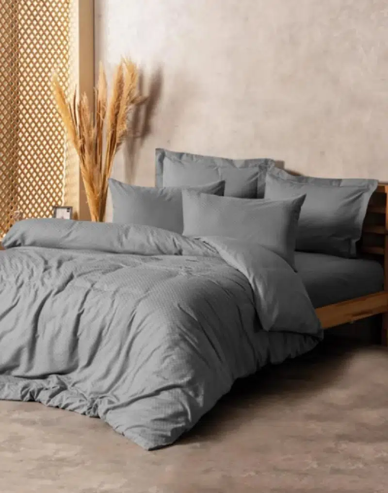 Cottonbox Plaid Gri Çift Kişilik Nevresim Takımı 1847