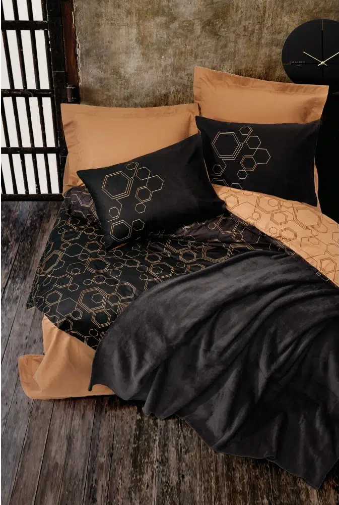 Cottonbox Plain Pamuk Battaniyeli Çift Kişilik Nevresim Takımı Dawn Bakır