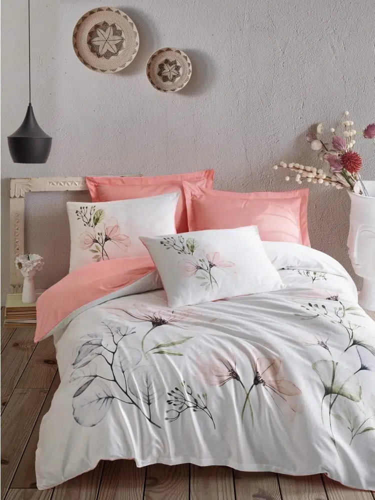 Cottonbox Saten Erlina Somon Çift Kişilik Nevresim Takımı