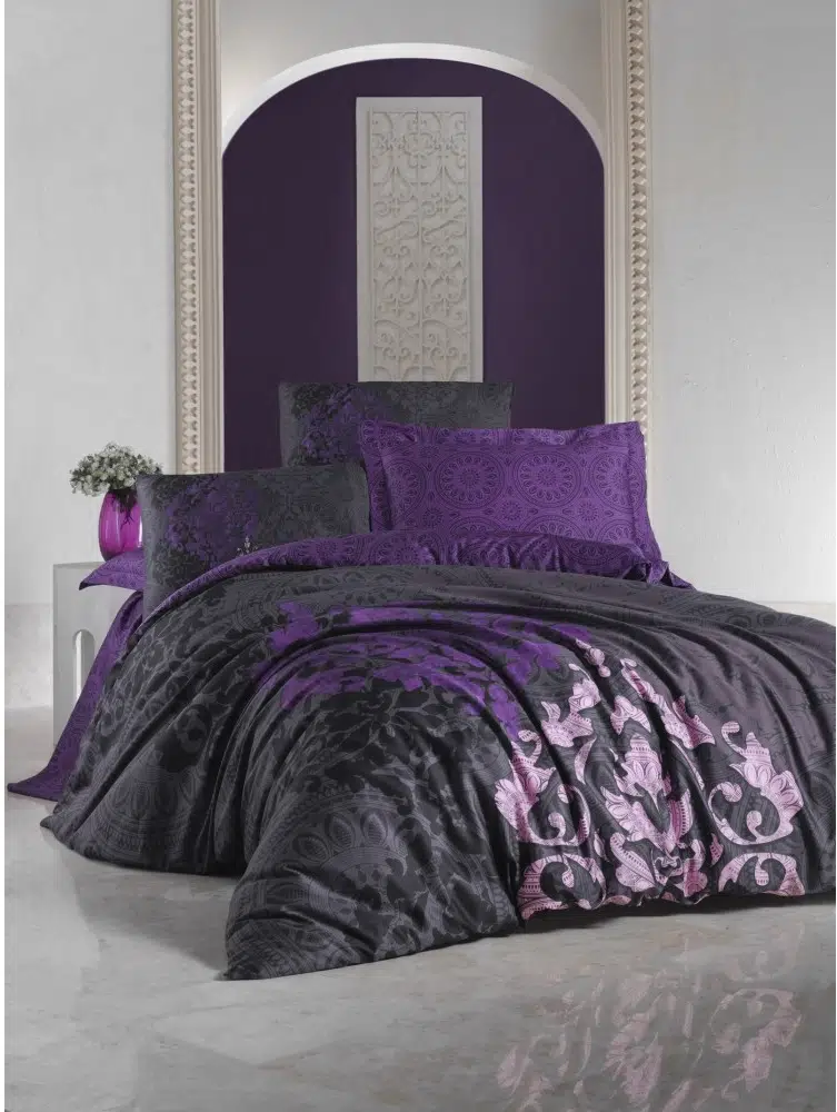 Cottonbox Saten Kösem Sultan Mürdüm Çift Kişilik Nevresim Takımı