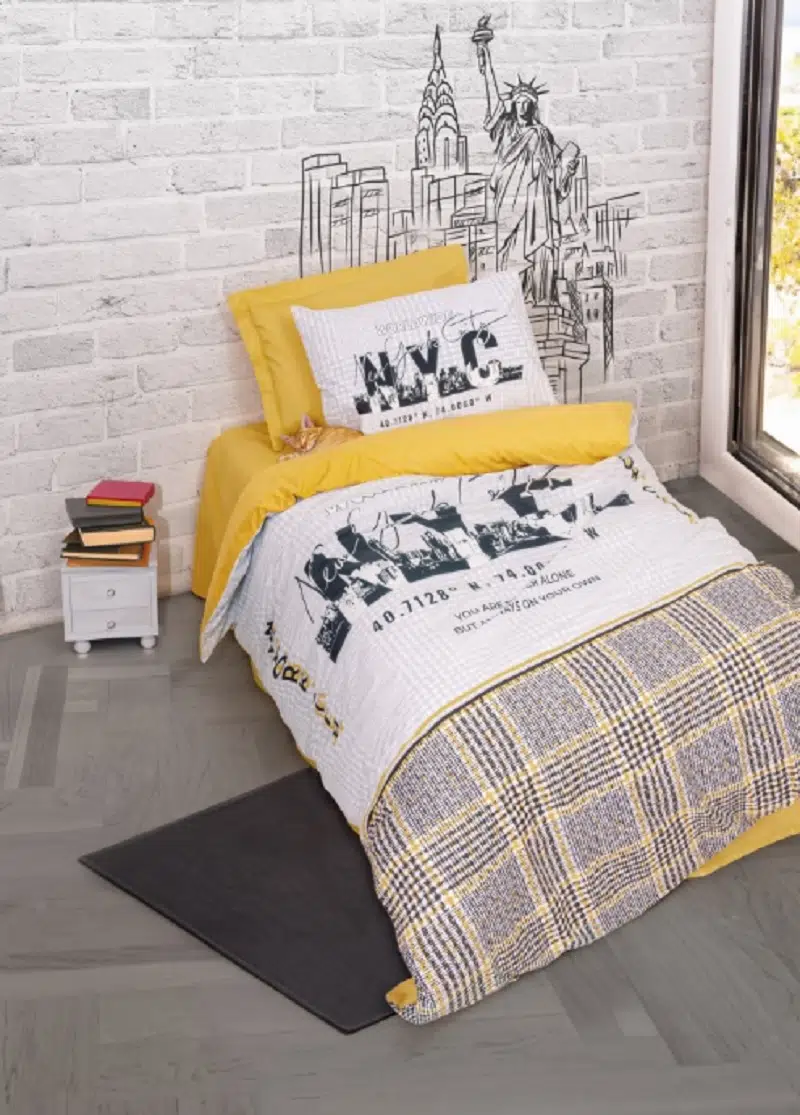 Cottonbox Tek Kişilik Nevresim Takımı Worldwide Hardal 1862