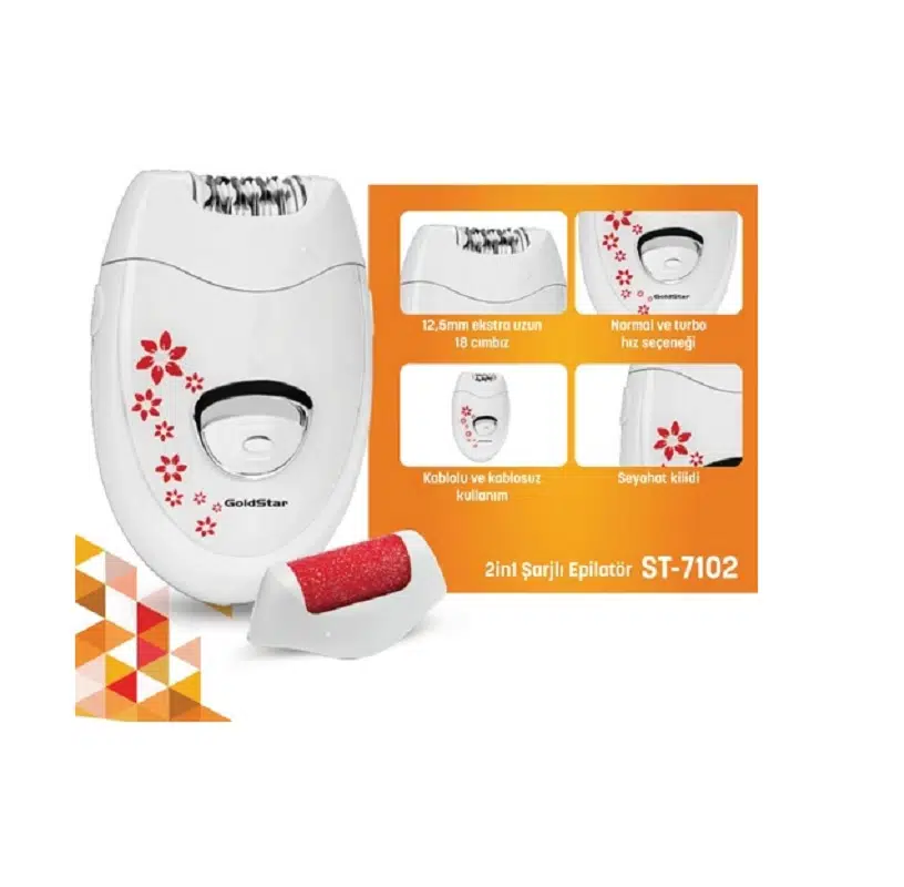 Goldstar ST-7102 Şarjlı Epilatör ve Topuk Törpüsü Seti