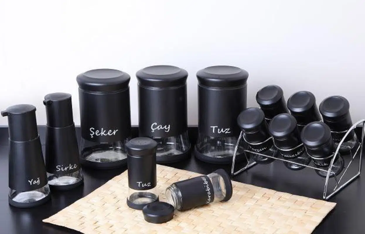 Gönül Cam 13 Parça Baharat Seti Siyah G3146