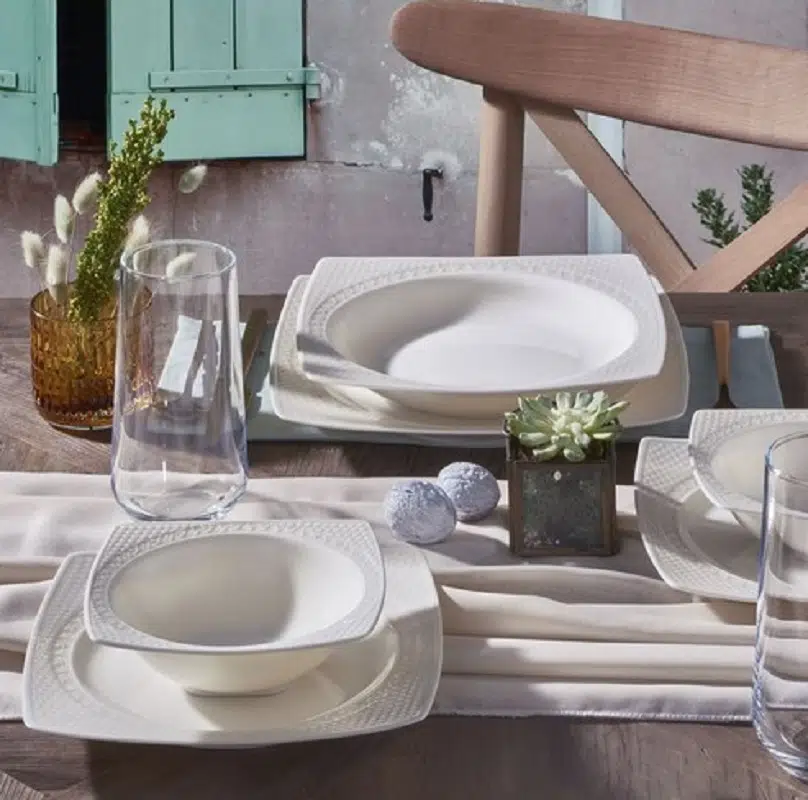 Güral Bonenjoy 24 Parça Kare Porselen Yemek Takımı KY400