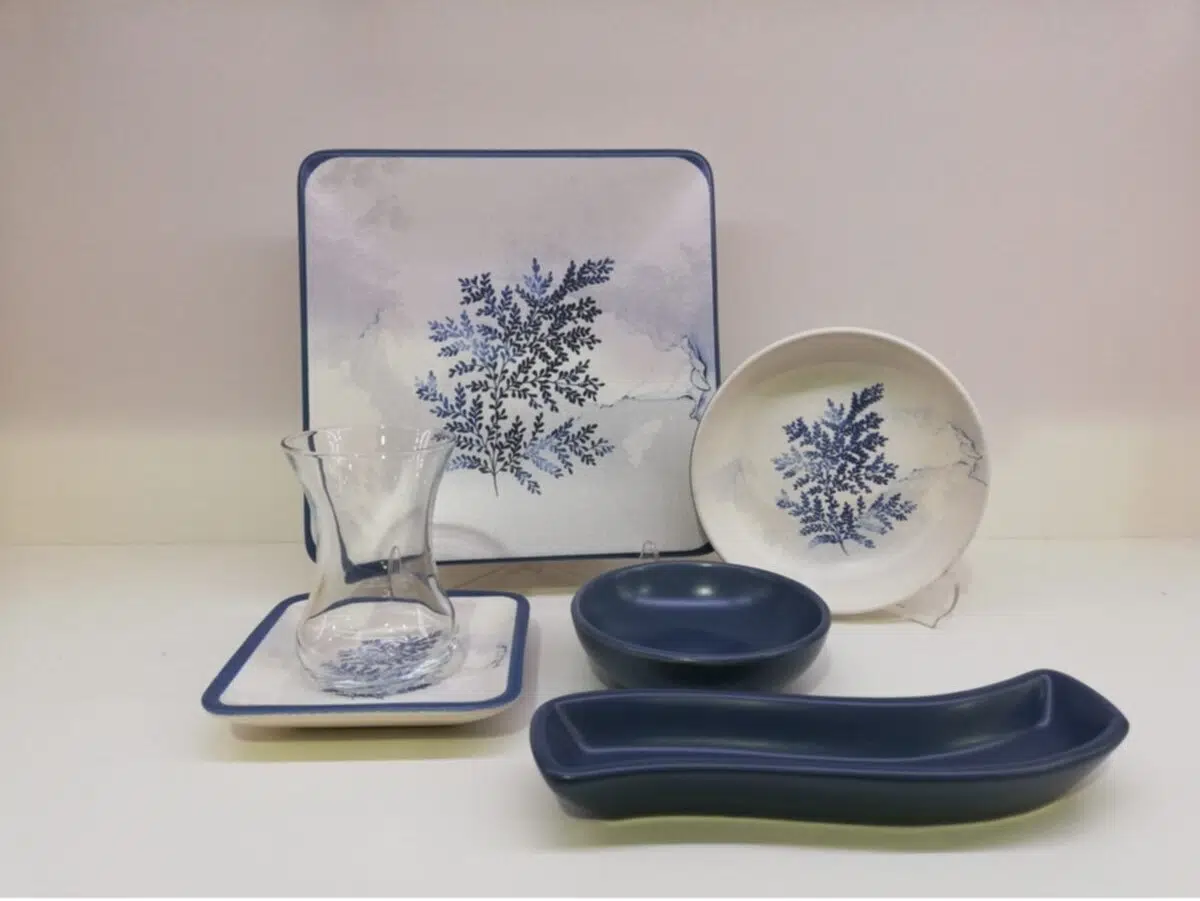 Keramika 26 Parça Kare Kahvaltı Takımı Çiçek