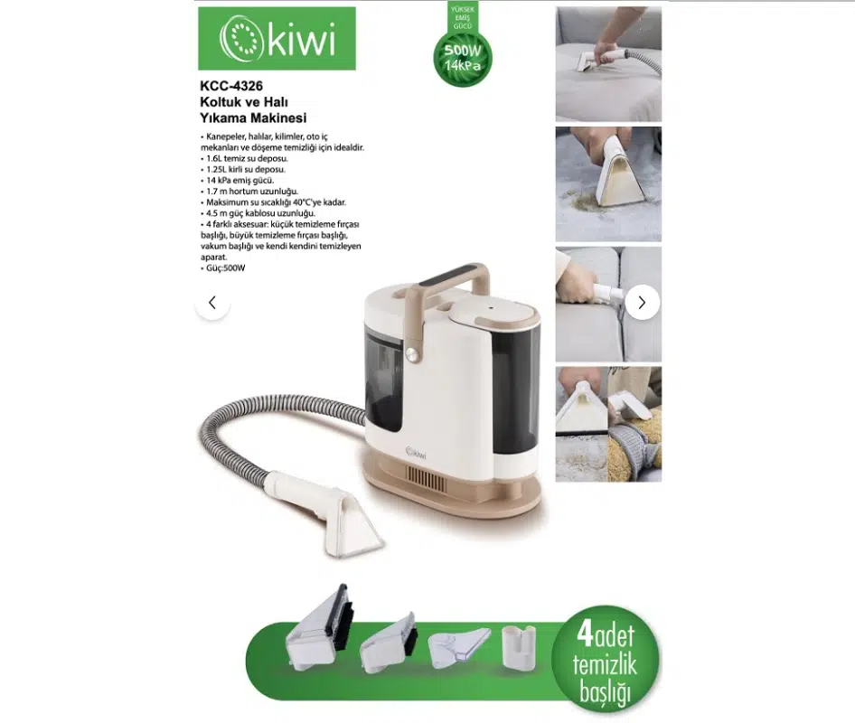 Kiwi KCC-4326 Koltuk-Halı Yıkama ve Leke Çıkartma Makinesi