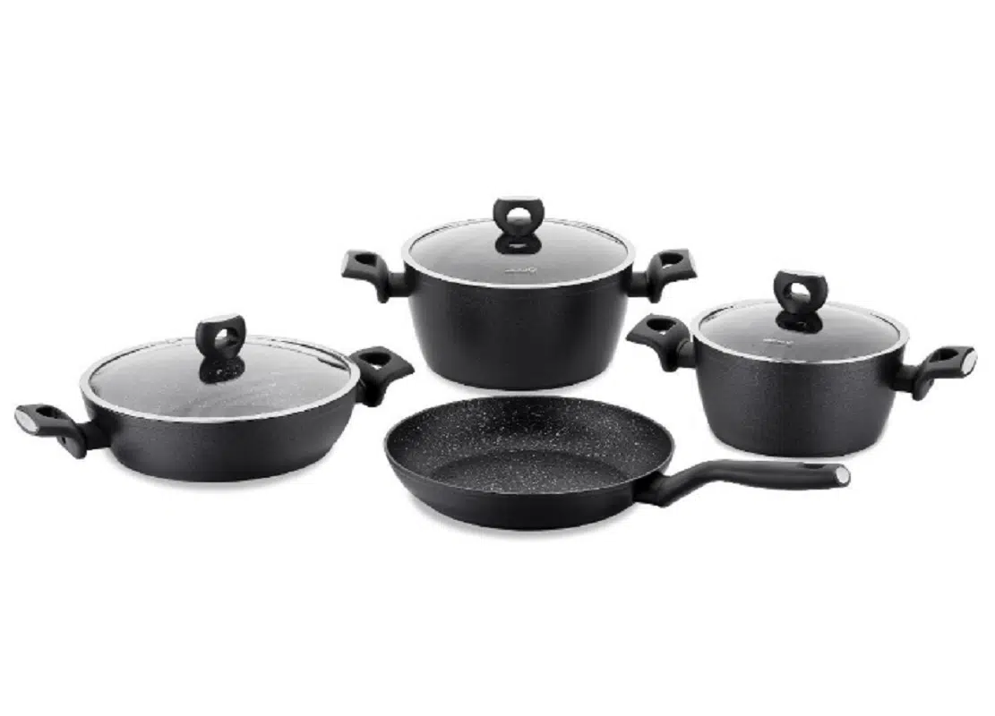 Korkmaz A2890 Nora 7 Parça Siyah Granit Tencere Seti