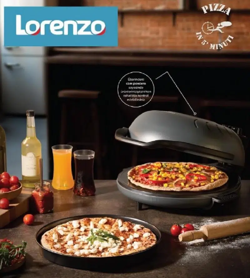 Lorenzo Pietra 12 in 1 Çok Amaçlı Pizza Makinesi Siyah LRZ-1121