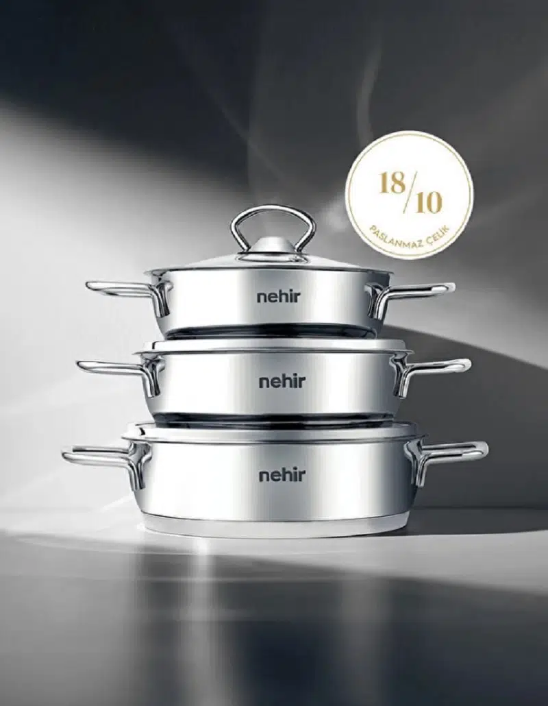 Nehir Silver 6 Parça Çelik Sahan Seti