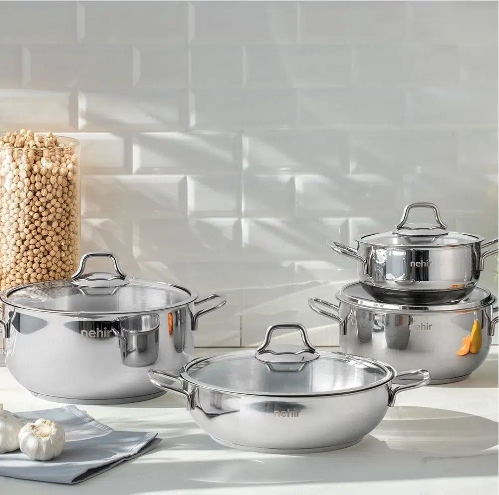 Nehir Silver Klasik 8 Parça Çelik Tencere Takımı 29002