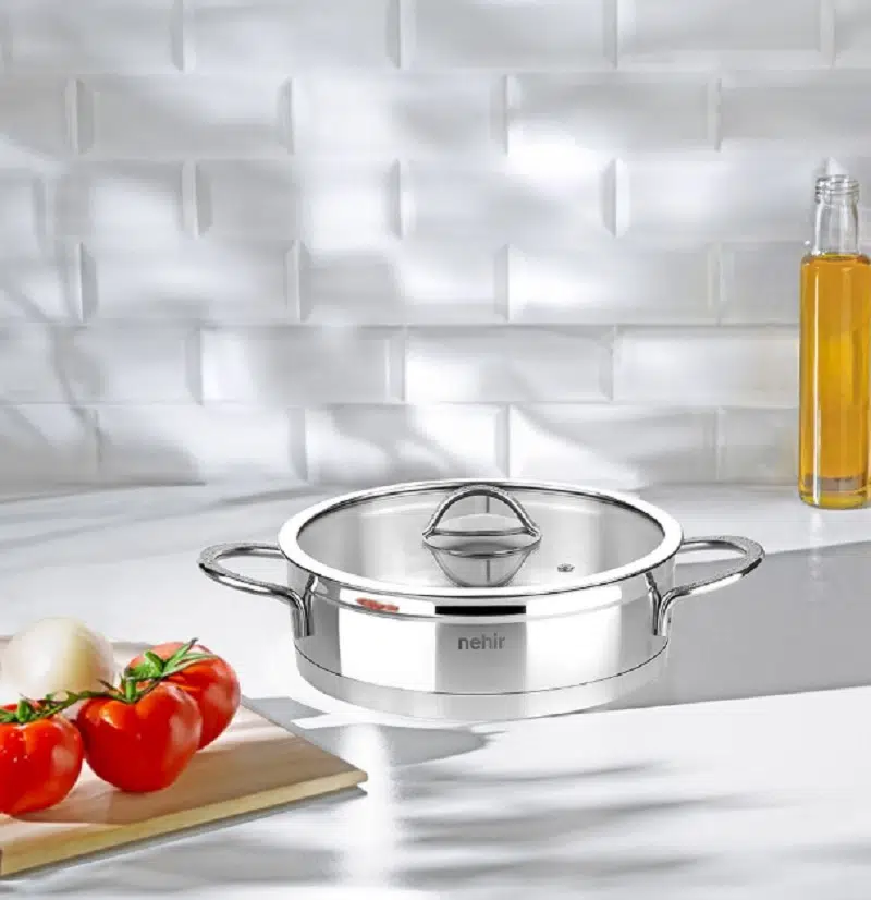 Nehir Silver Mat Trend 26 Cm Sığ Çelik Tencere