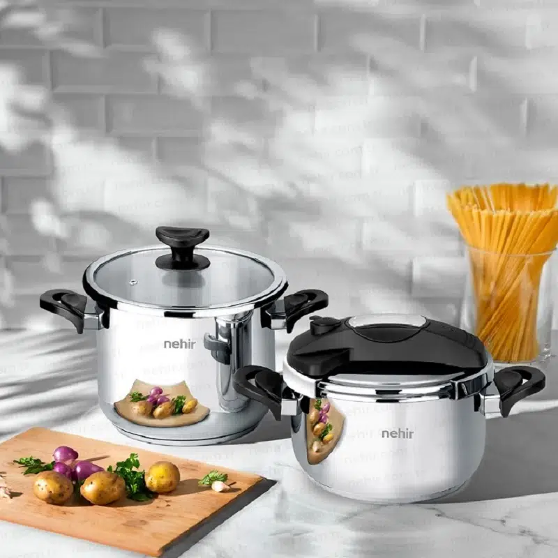 Nehir Silver Matik Paslanmaz Çelik 4 Parça Düdüklü Tencere Seti