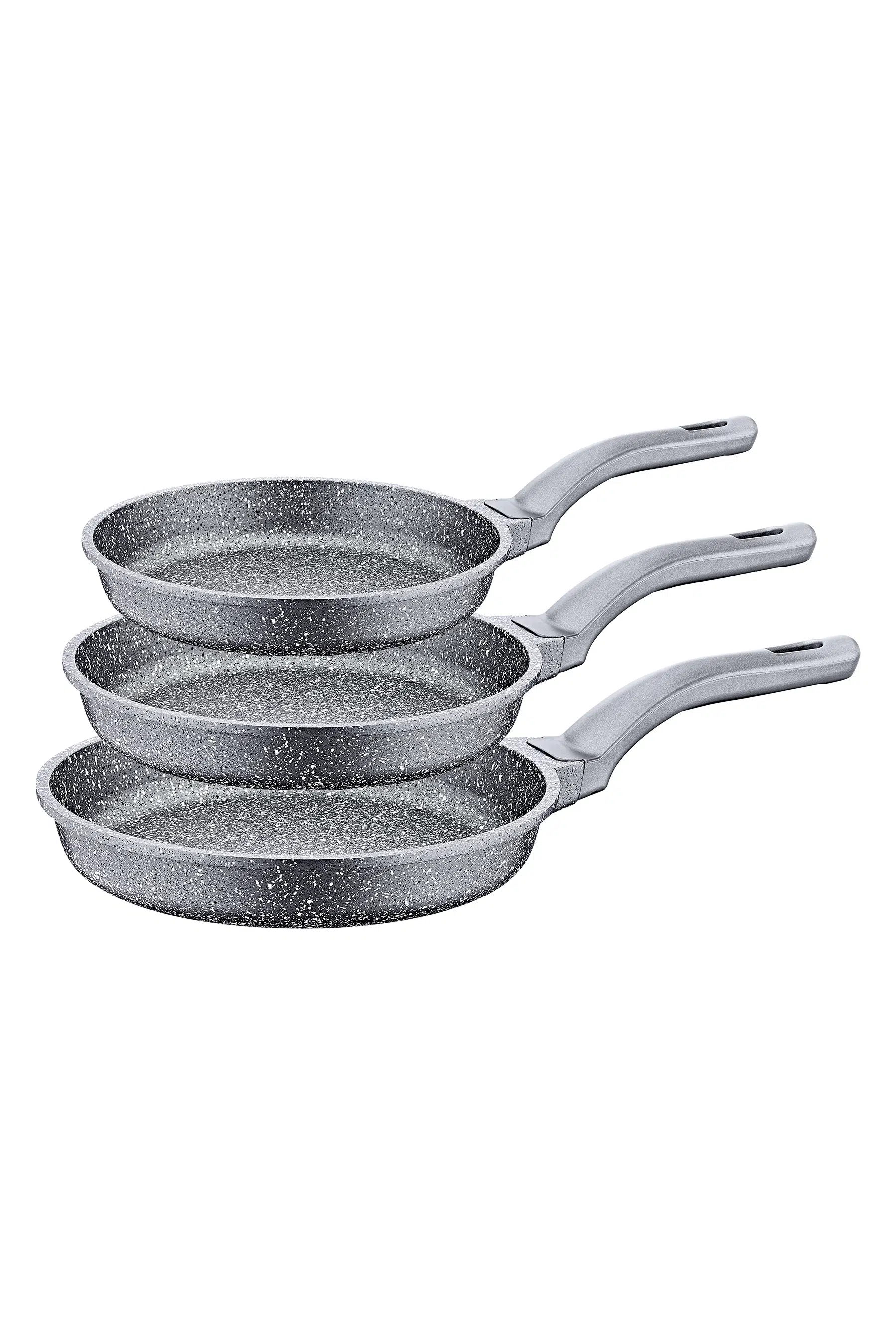Oms 3 Parça Döküm Granit Tava Set 3255 GRİ - 20-24-28 cm