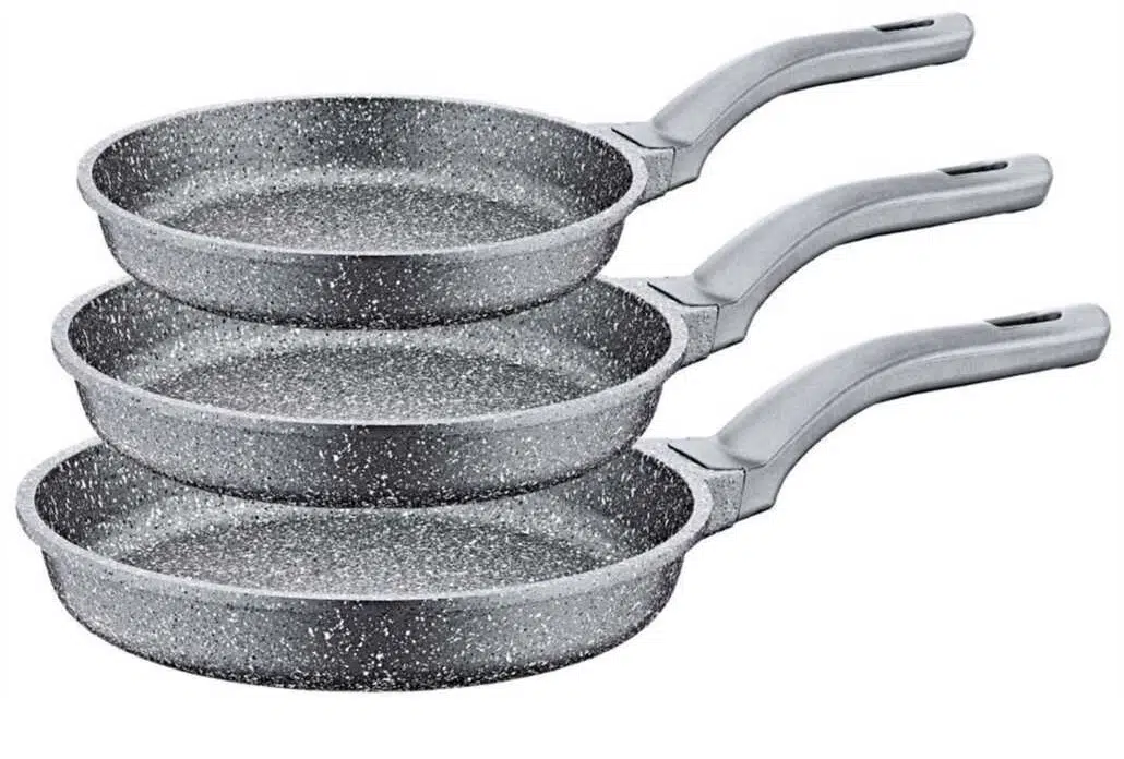 Oms 3 Parça Döküm Granit Tava Set 3255 GRİ - 20-24-28 cm