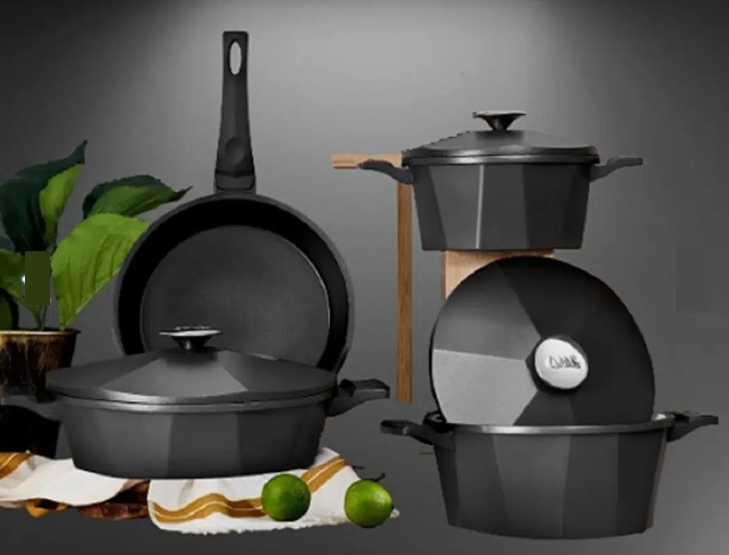 OMS 3534 Dodeca 7 Parça Siyah Granit Döküm Tencere Seti