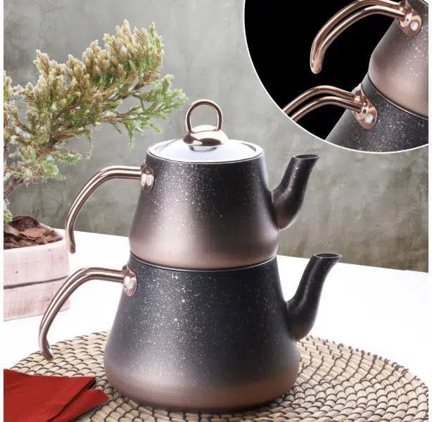 Oms 4 Parça Granit M Boy Çaydanlık 8200 Bakır
