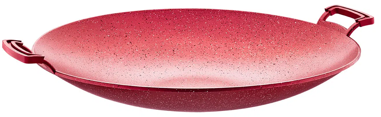 Oms 40 Cm Granit Saç Kavurma Tava Kapaksız 3225 Kırmızı