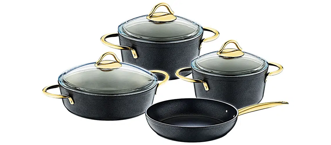 Oms 7 Parça Granit Diamond Tencere Set 3019 Gold