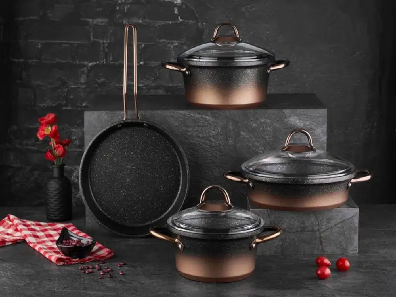 Oms 7 Parça Granit Döküm Tencere Set 3048 Bakır