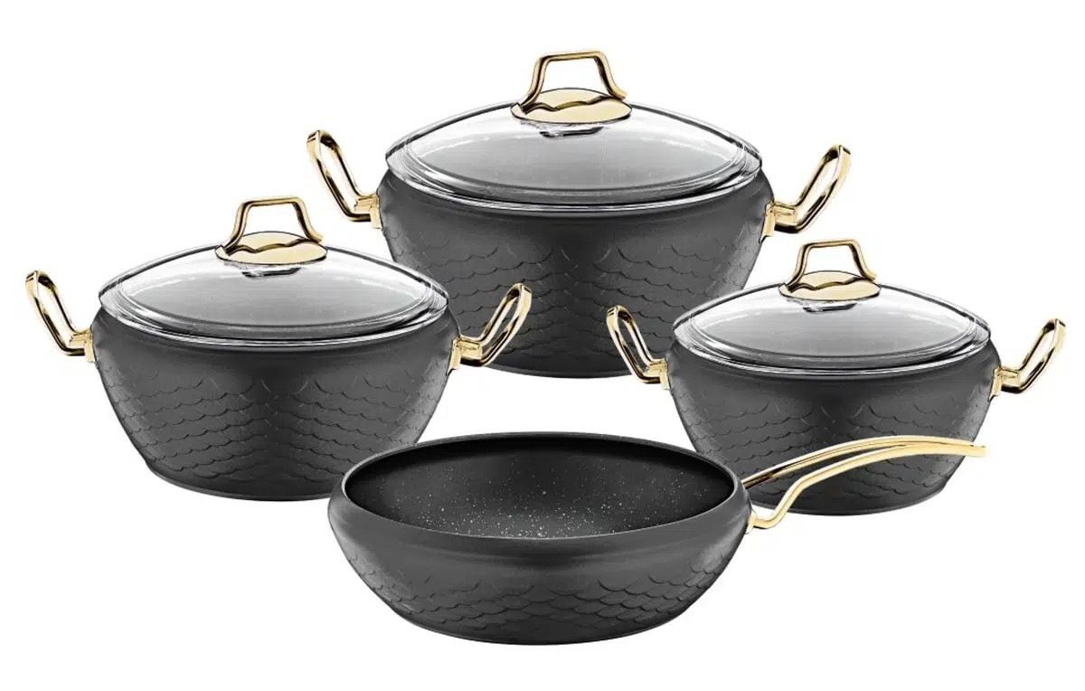 Oms 7 Parça Mermaid Granit Tencere Set 3058 Antrasit Gold