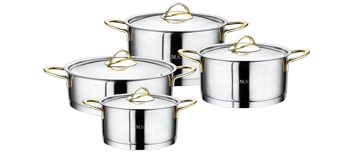 Oms 8 Parça Silindir Çelik Tencere 1012 Gold