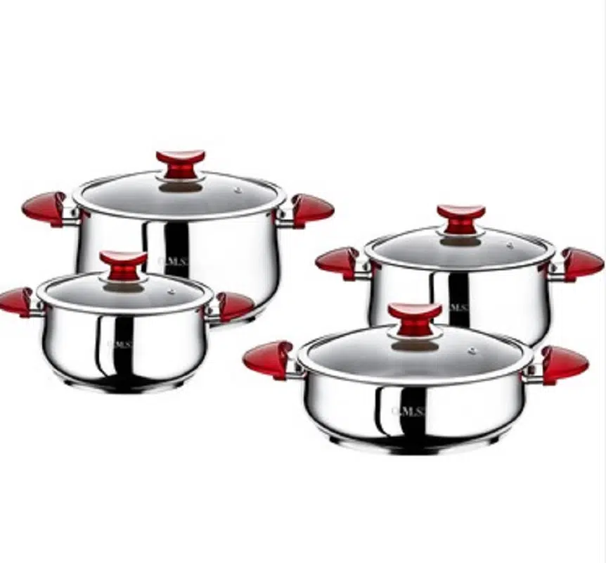 Oms 8 Parça Tencere Seti 1076 Kırmızı