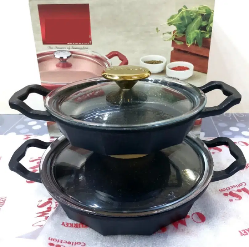 Oms Dodeca Döküm Granit Sahan Seti 18-22 cm siyah 3726