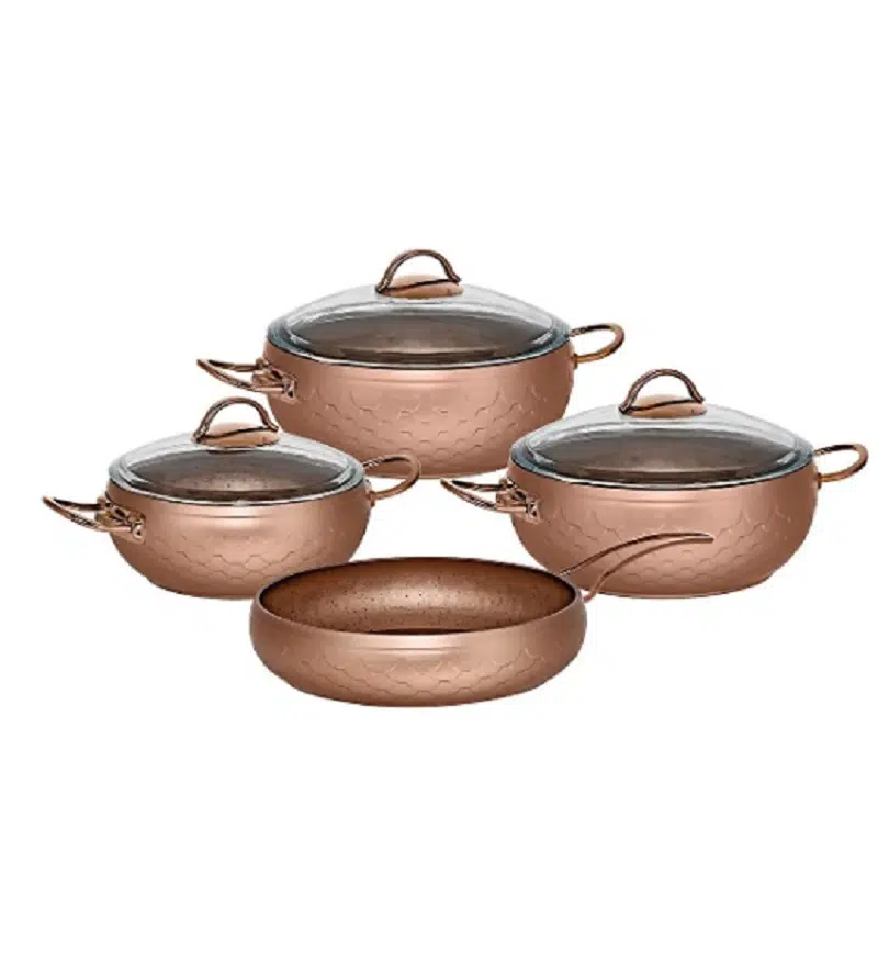 Oms Espela Bakır 7 Parça Granit Tencere Seti 3544