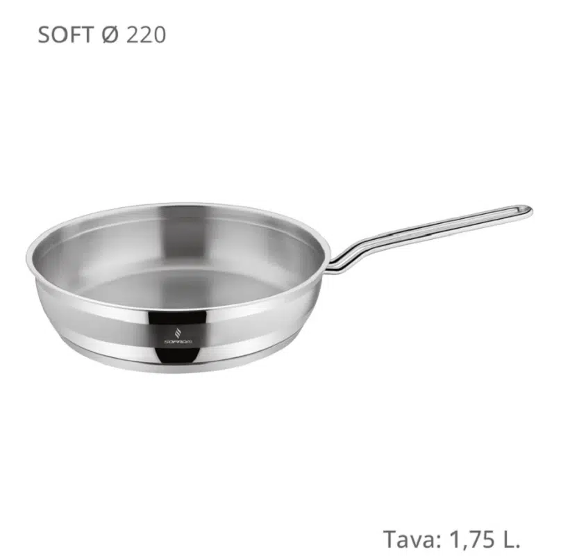 Sofram Soft 22 cm Tek Saplı Paslanmaz Çelik Tava 1,75 LT