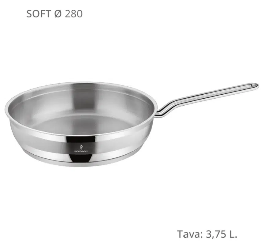 Sofram Soft 28 cm Tek Saplı Paslanmaz Çelik Tava 3,75 LT