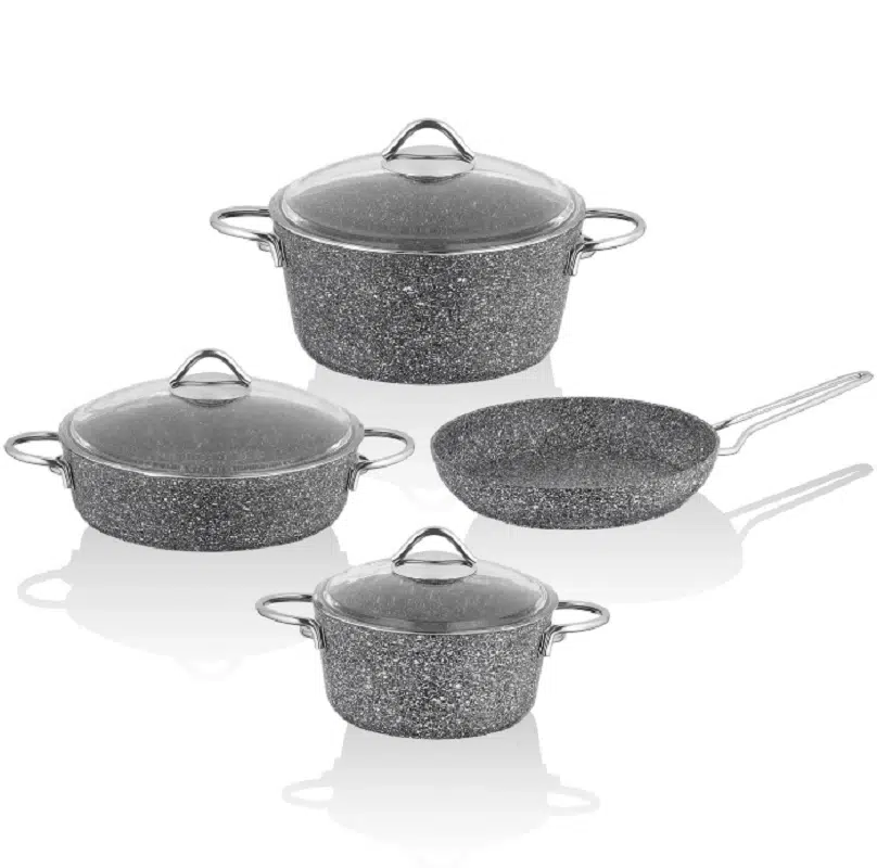 Taç Mastercook Granit Tencere Takımı 7 Parça Gri Metal Saplı 3671
