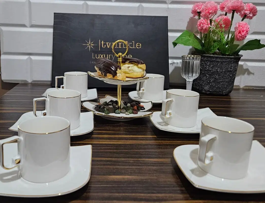 Twinkle Luxury Gold Bone Porselen Kahve Fincan Takımı 09Gld01