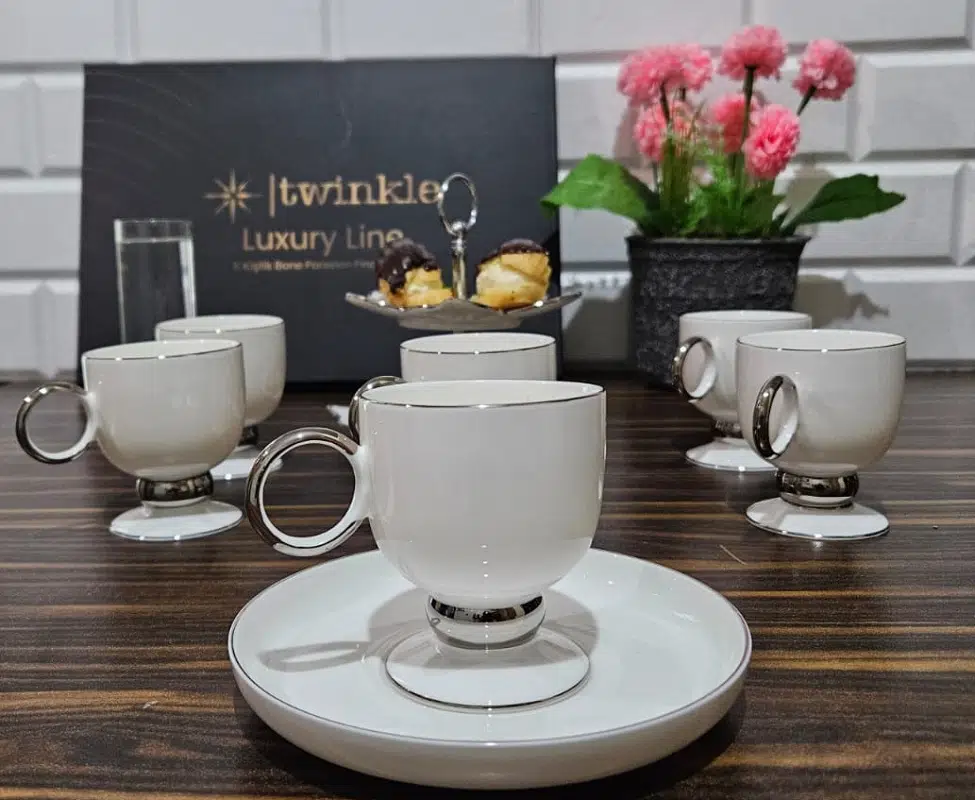 Twinkle Luxury Platin Bone Porselen Kahve Fincan Takımı 02Plt01