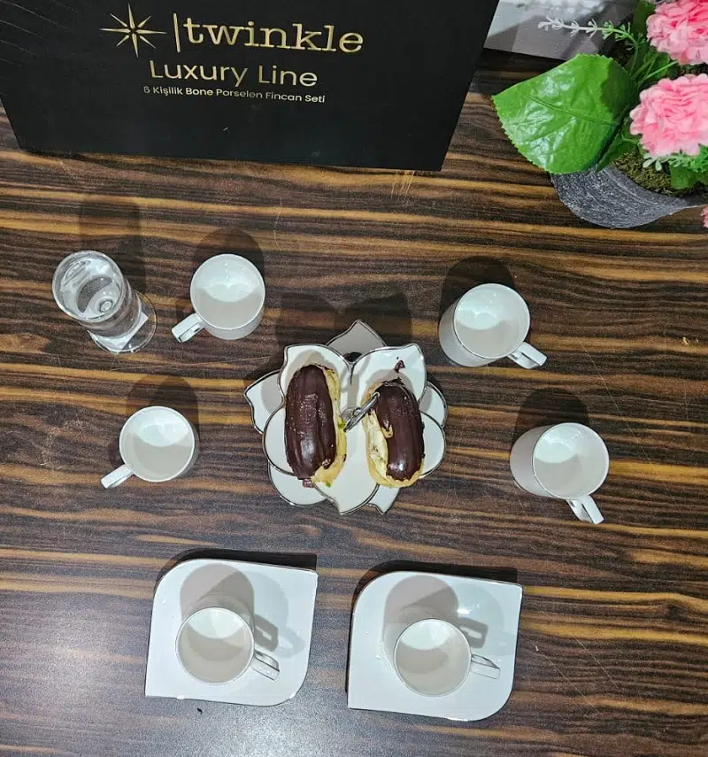 Twinkle Luxury Platin Bone Porselen Kahve Fincan Takımı 08Plt01